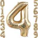 Champagne Gold 4 Balloon,40 Inch Light Gold Number 4 Balloon Big Foil Mylar Helium 4 Balloon for Birthday Party