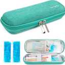 YOUSHARES Insulin Cooler Travel Case, Small EVA Diabetic Insulated Organizer Portable Cooling Bag for Medication Cooling Insulation, Epi Pen Carrying Bag with 2 Ice Pack (Green)