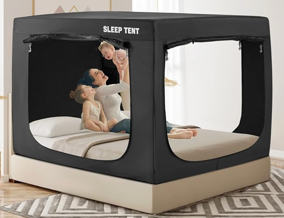 Bed Tent Bed Canopy Twin Size, Portable Sleeping Tents Dream Tents Indoor for Kids and Adult, Blackout 93% Breathable Privacy Space on Bed with Three Doors (Mattress Not Included)