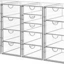 Acrylic Makeup Organizer with 19 Drawers, 4 Pack Clear Storage Drawers, Bathroom Makeup Organizer for Palettes, Cosmetic, and Beauty Supplies, Ideal for Vanity, Cabinet, Desk Organization