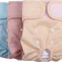 Dog Diapers Female for Small Dogs with Snaps,(3 Pack) Premium Washable Reusable Leakproof Puppy Nappies, S 