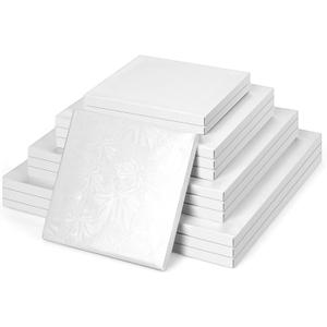Baderke 12 Pcs White Square Cake Drums, 1/2 Inch Thick Square Cake Board Drum Fully Wrapped Foil for Christmas Baking Desserts Pastries, White Leaf Style, 12"L x 12"W x 0.5"H