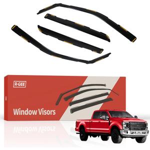 R-GEE in-Channel Window Rain Guards Fit for Ford F250 to F550 Super Duty 2017-2022 Crew Cab, Extra Durable Window Deflectors, Vent Window Visors Exterior Car Accessories, 4 Pieces
