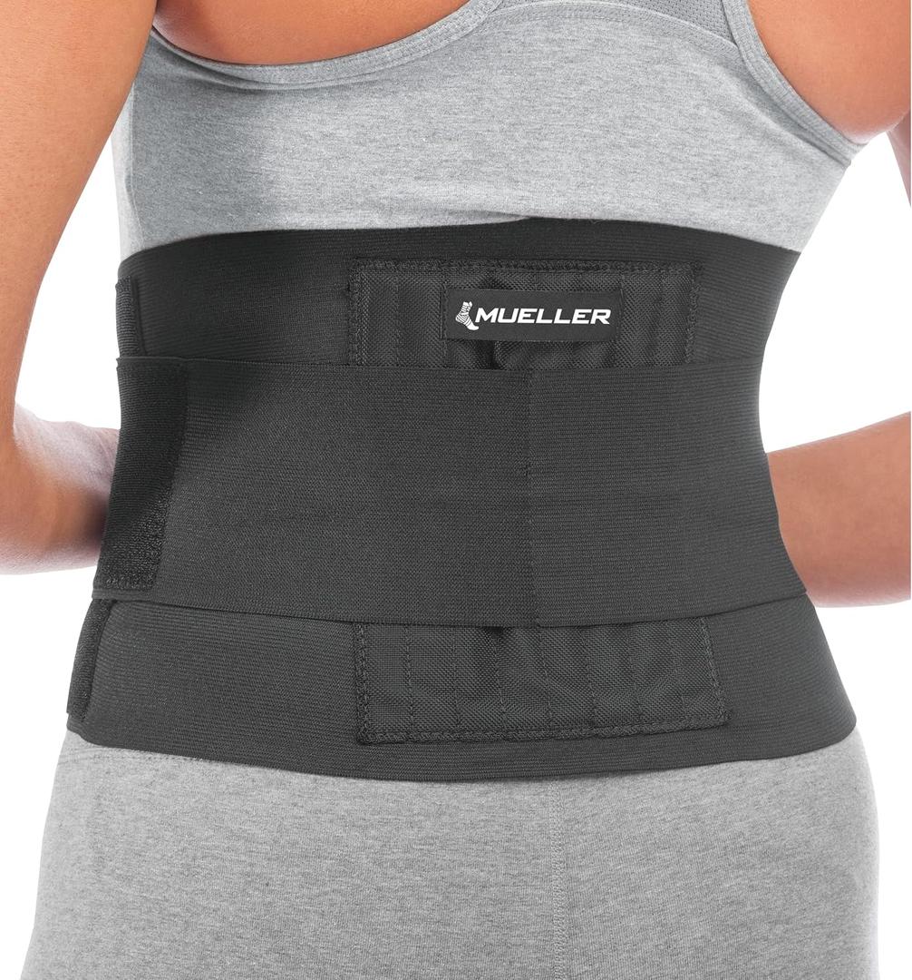 MUELLER Sports Medicine Adjustable Back Brace, Ideal for Upper and Lower Back Pain, Relief & Support for Men and Women, Strains, Sciatica, Scoliosis, Black (Black)