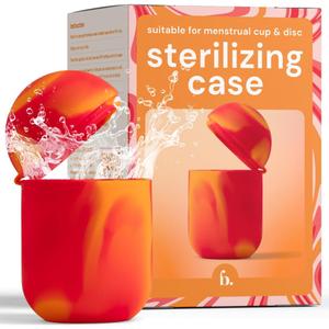 Comfycase - Menstrual Disc/Cup Wash Case - Orange & Red - Sterilizer, Wash, and Carrying Case for Reusable Discs & Cups