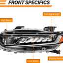 Fits for 2018 2019 2020 Honda Accord Headlights Sport LX EX EX-L,Halogen High Beam with LED DRL Headlamp Replacement Left Driver Side HO2502187 33150-TVA-A01