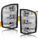Tail Light Assembly Black Pair Compatible with Chevrolet Silverado 07-13 1500 | 07-14 2500HD 3500HD, OE-Style Replacements, w/Bulb & Harness, Left and Right Side