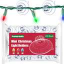Miuezuth Mini Christmas Light Suction Cups [Set of 120] Small Holiday Light String Hooks Holders, Clear Rope Light Caddy Window Glass Suction Cup Clips Hang Seasonal Lights & Xmas Decorations