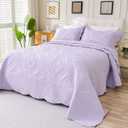 Cmfshape Oversized King Quilt Set Bedspread 120x120-Lavender California King Quilts 3 PCS-Lightweight Quilted Bedding Extra Large-Paisley Pattern Coverlet for All Season Bohemian