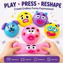 NEW Smushers Squishy, Curiosities Smushers Dog Face Swap Squishy,Cute Easy Squeezy Funny Face Squishy Stress Balls, Stress Relief Desk Accessory for Adults (Pink)
