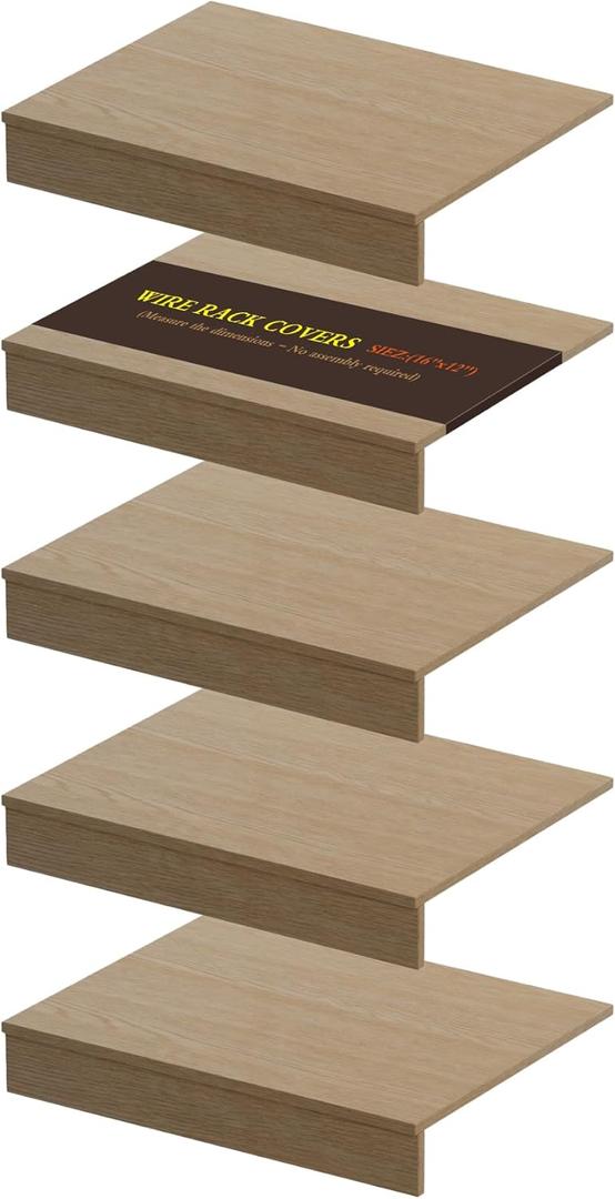 Wire Shelf Covers, 5Pcs 16"x12" Inch Shelf Covers for Wire Shelving, 0.39 Inch Thick (Not Wood), Moisture Resistant Wires Rack Cover with No Installation for Pantry, Closet, Kitchen