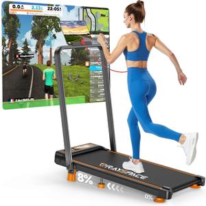 2025 Upgrade Walking Pad Treadmill with 8% Incline & Handle Bar, Walking Pad 3.5HP 300+ LB Capacity, Small Treadmill for Home Office, Under Desk Walking Pad Compact, 0.6-6mph, with Remote, Smart App