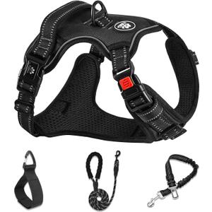 NESTROAD No Pull Dog Harness, Adjustable Oxford Dog Vest Harness with Leash, Reflective No-Choke Pet Harness with Easy Control Soft Handle for Small Medium Dogs(Medium, Black)
(Mneck 13-17" chest 17-25")