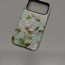 for iPhone 17 Pro Case Cute - Wireless Charging Compatible - Dual-Layer Hard Shell + Silicone Cover - Aesthetic Protective Phone Case for Women - Vintage Magnolia Flowers