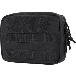OneTigris MOLLE Pouch, Tactical Admin Pouch Belt EDC Tool Organizer Zippered Utility Waist Pack 7.5"x5"x2" (Medium, Black)