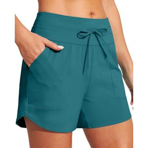 IUGA Womens 5" Swim Board Shorts Stretchy High Waisted Beach Shorts for Women Quick Dry UPF 50+ Swimsuit Bottoms with Liner (Small)