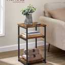VASAGLE Barnet Collection - Side Table, Small End Table for Living Room, Modern Tall Nightstand, Bedroom, Office, Bathroom, Steel Frame, Rustic Brown and Ink Black ULET273B01