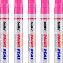 Pink Paint Markers, 5 Pack Oil-Based Waterproof Quick Dry Permanent Paint Pen Set for Rocks Painting, Wood, Fabric, Plastic, Canvas, Glass, Mugs, Metal, Tire, Stone, DIY Craft