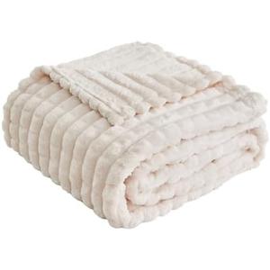 Amelie Home Blanket for Couch Soft Warm Fuzzy Blankets for Sofa All Season Use, 50x60 Inches, Ivory