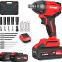 NAWIN Cordless Impact Wrench, 258Ft-lbs & 350Nm Power Impact Socket Set, 1/2 inch, Multi-Speed Adjustment, Led Light, 20V Impact Wrench with 2×4.0Ah Battery, Fast Charger