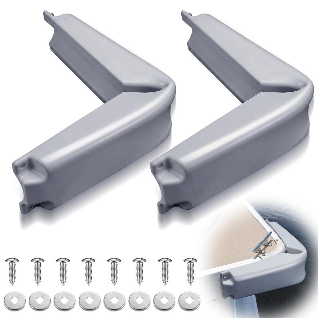 Pangda 2 Pack Pontoon Corner Boat Fenders PVC Dock Bumpers for Docking Boat Aluminum Corner Cap 9 x 9 x 4 Inch Pontoon Accessories UV-Resistant for Marine Cushioned Protection (Silver)