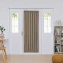 Deconovo Blackout Door Curtain – Thermal Insulated Privacy Curtain for French & Front Doors with Adjustable Tieback, Room Darkening, Energy Saving, Noise Reducing,Khaki,W54 x L72,1 Panel