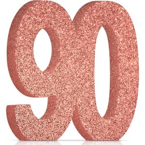 90th Birthday Decorations for Women,90th Anniversary Decorations,Rose Gold Glitter 90th Birthday Party Centerpieces for Table Decorations,90 Table Topper Decor