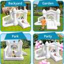 Inflatable White Bounce House with Ball Pit,Bounce Castle Indoor & Outdoor Use,Bouncy House with Blower for Kids 3-8, 103 inches x 113 inches x 70 inches