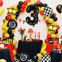 Race Car Birthday Balloons, Number 3 Tyre Checker Balloons Race Car Birthday Party Decoration for 3 Years Old Party