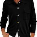 PRETTYGARDEN Women's 2026 Spring Long Sleeve Knitted Button Down Shirts Lightweight Cardigan for Women Dressy Casual Tops (Large, Black)