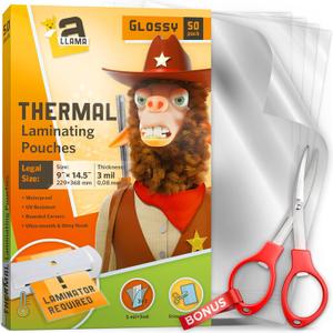 50 Pack Thermal Laminating Pouches 9 x 14.5, 3 Mil Thick, Suited for Legal Size Laminating Sheets 8.5 x 14