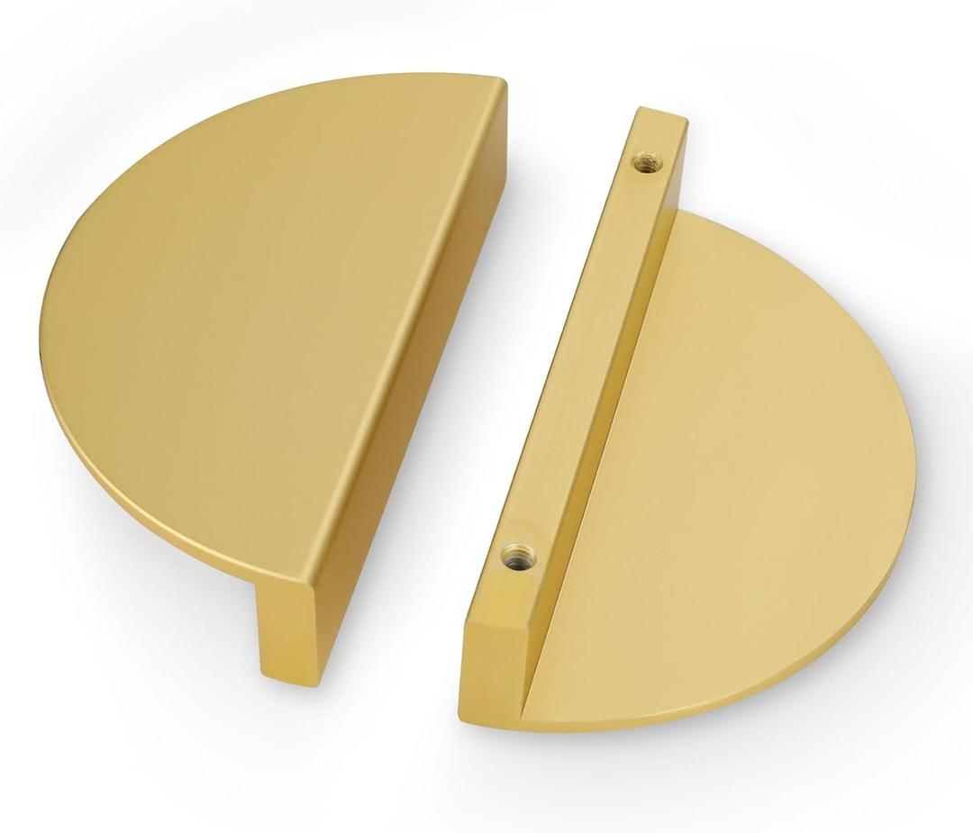 Peaha 4 Pack Half Moon Matte Gold Cabinet Pulls Brushed Brass Drawer Pull Kitchen Handles with Aluminum Alloy 3inch Hole Centers (Hole Center:76mm(3in))