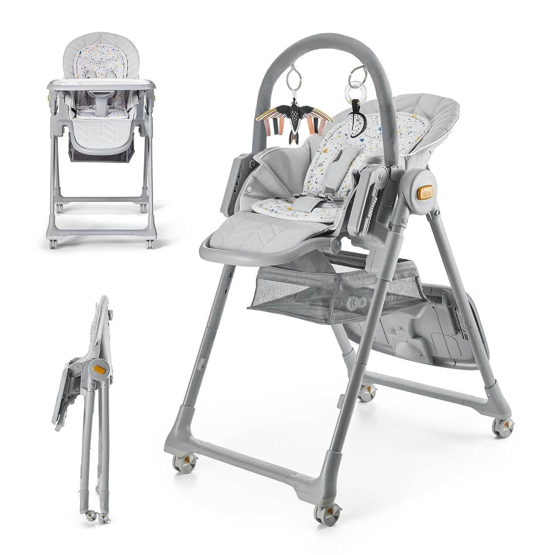 Kinderkraft LASTREE Foldable Baby High Chair, Grey