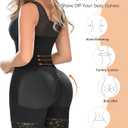 Women's Full Body Shapewear Bodysuit, Black Compression Garment with Lace Trim, Adjustable Straps, Tummy Control, Post-Surgery Recovery Wear (Black, M)