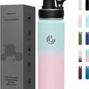 Sports Water Bottle 22oz, Insulated Water Bottle with Handle,Stainless Steel,Simple Modern,Suitable for Travel, School, Boy, Girl(Bubble Gum)