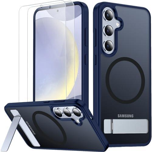 SPIDERCASE for Samsung Galaxy S24 Plus Case Blue | Magnetic, 3 Stand Ways, Military Grade Drop Protection, with Invisible Stand, Translucent, Matte, for Galaxy S24 Plus,Blue