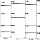 Industrial Pipe Clothing Rack, Wall Mounted Clothes Rack for Hanging Clothes, Retail Display Rack with Shelves, Add Corner installation Method (Black, III-2Tier)