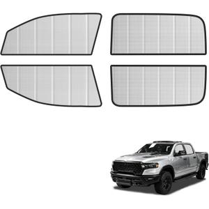 Foldable Side Window Sun Shade Compatible with Dodge Ram 1500 2019-2026 | Front & Rear Side Window Sun Visor Protector, Side Window Shades Sun Shield Blocks UV Rays Heat, Privacy Protection