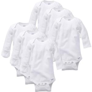 Gerber Baby 6-pack Long-sleeve Onesies Bodysuit (White, 0-6M)