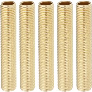 PATIKIL 1/4IP Standard Thread Brass Lamp Pipe Nipple, 5 Pcs 75mm/ 3" Length Hollow Tube Adapter Coupler Connector Pipe Fitting Hardware DIY Repair Part for Lamp Lights