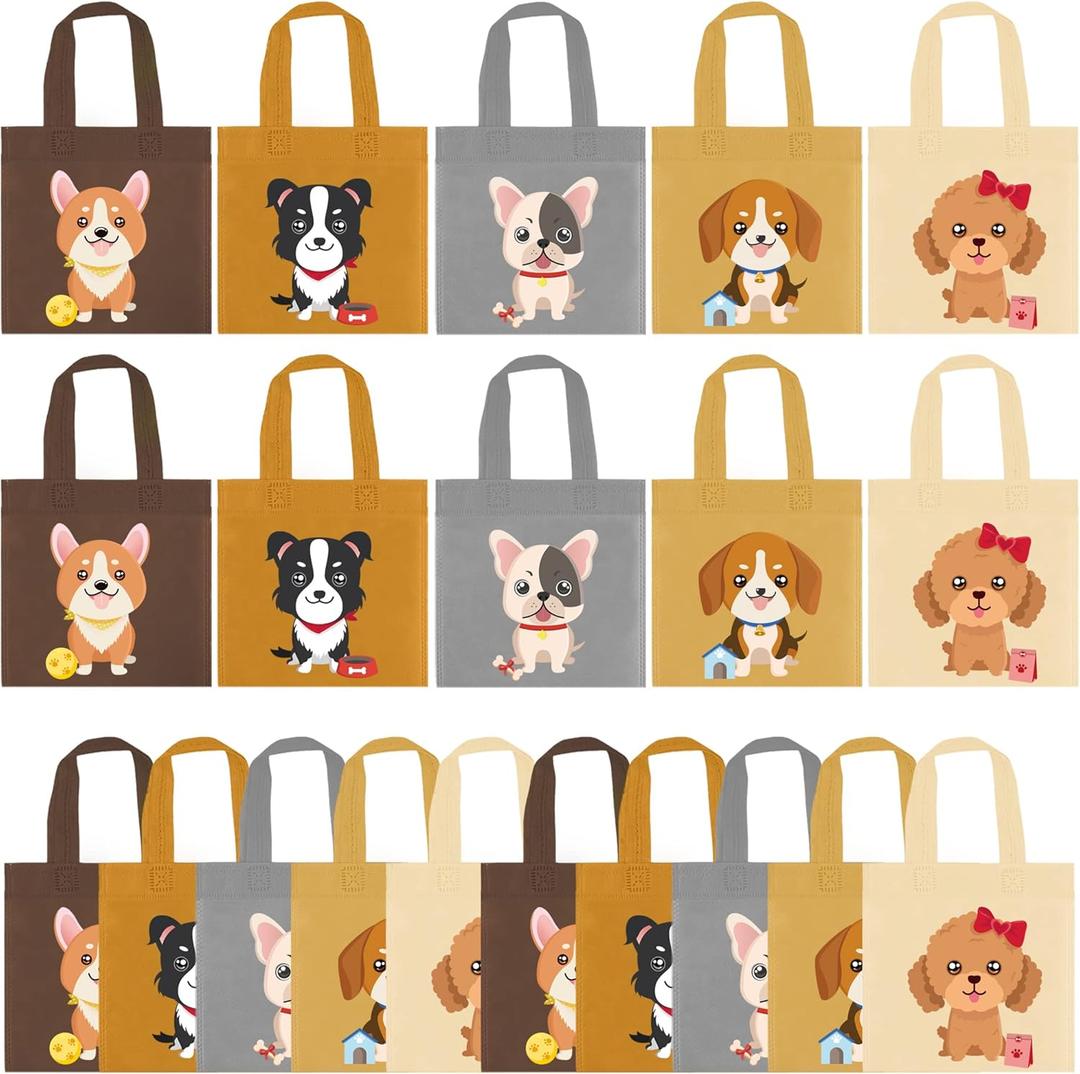 20 PCS Dog Party Favor Bags Puppy Non-Woven Gift Bags Treat Gift Bags For Kid Birthday Party Dog Theme Party Baby Shower Goodie Bags Supplies