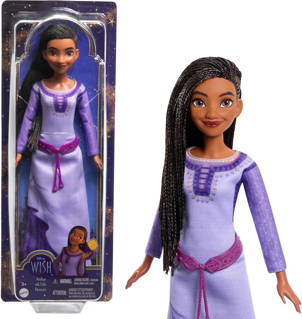 Mattel Disney Wish Toys, Asha of Rosas Posable Fashion Doll with Natural Hair, Removable Clothes, Shoes & Accessories