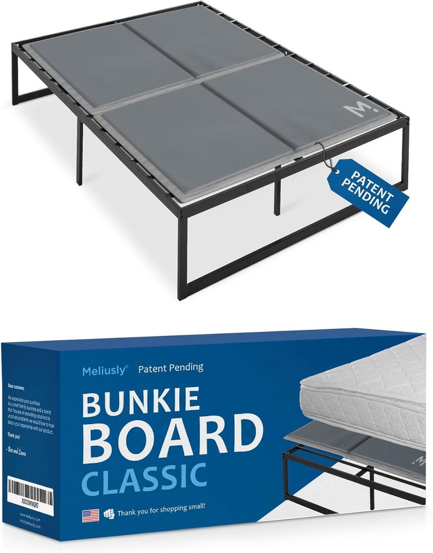 Meliusly Premium 10mm Bunkie Board Full Size (54x75'') Patent Pending Low Profile Bed Board Design - Breathable, Noise Minimizing, Moisture Resistant Bunkieboards, Low Profile Bed Support
