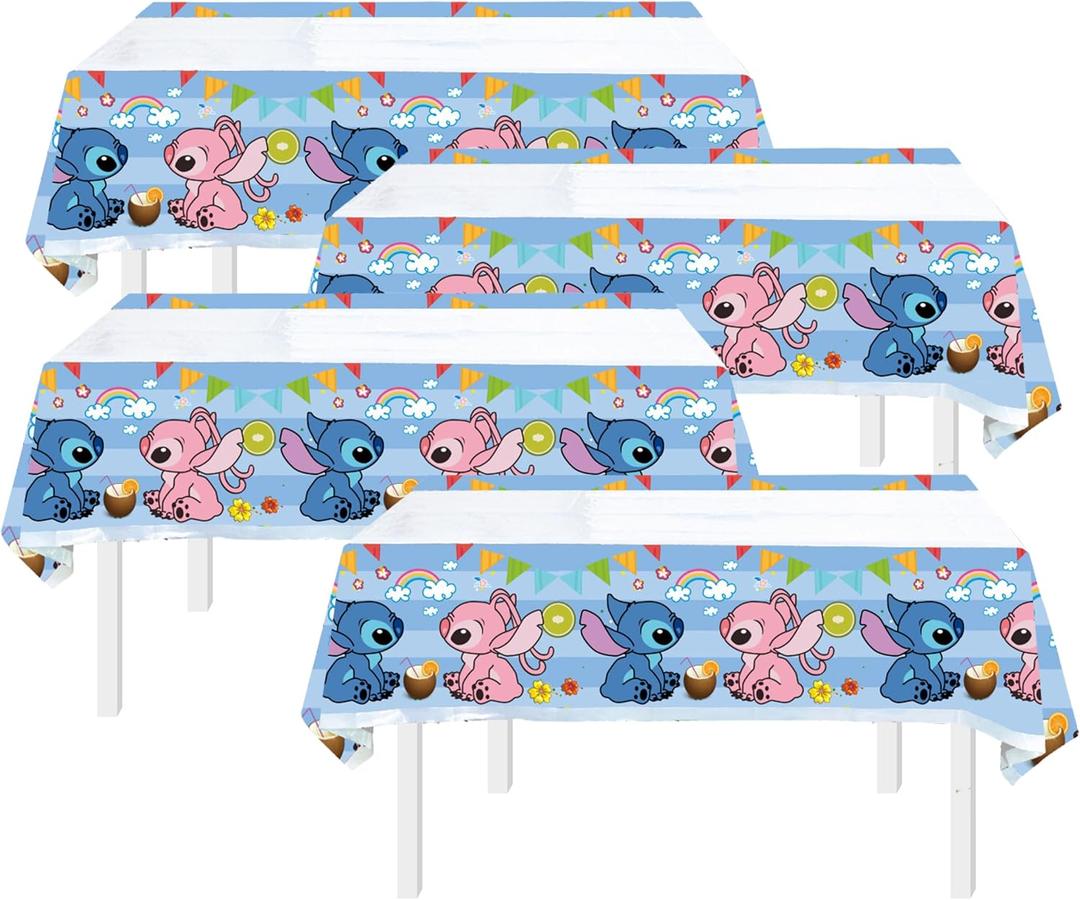 2 x Pack of 4 Party Tablecloth Cartoon 70x42 Inch Birthday Cartoon Table Cloth 70" x 42" Baby Shower Decorations for Birthday Tablecovers for Celebration Table Cover Party Supplies Decorations