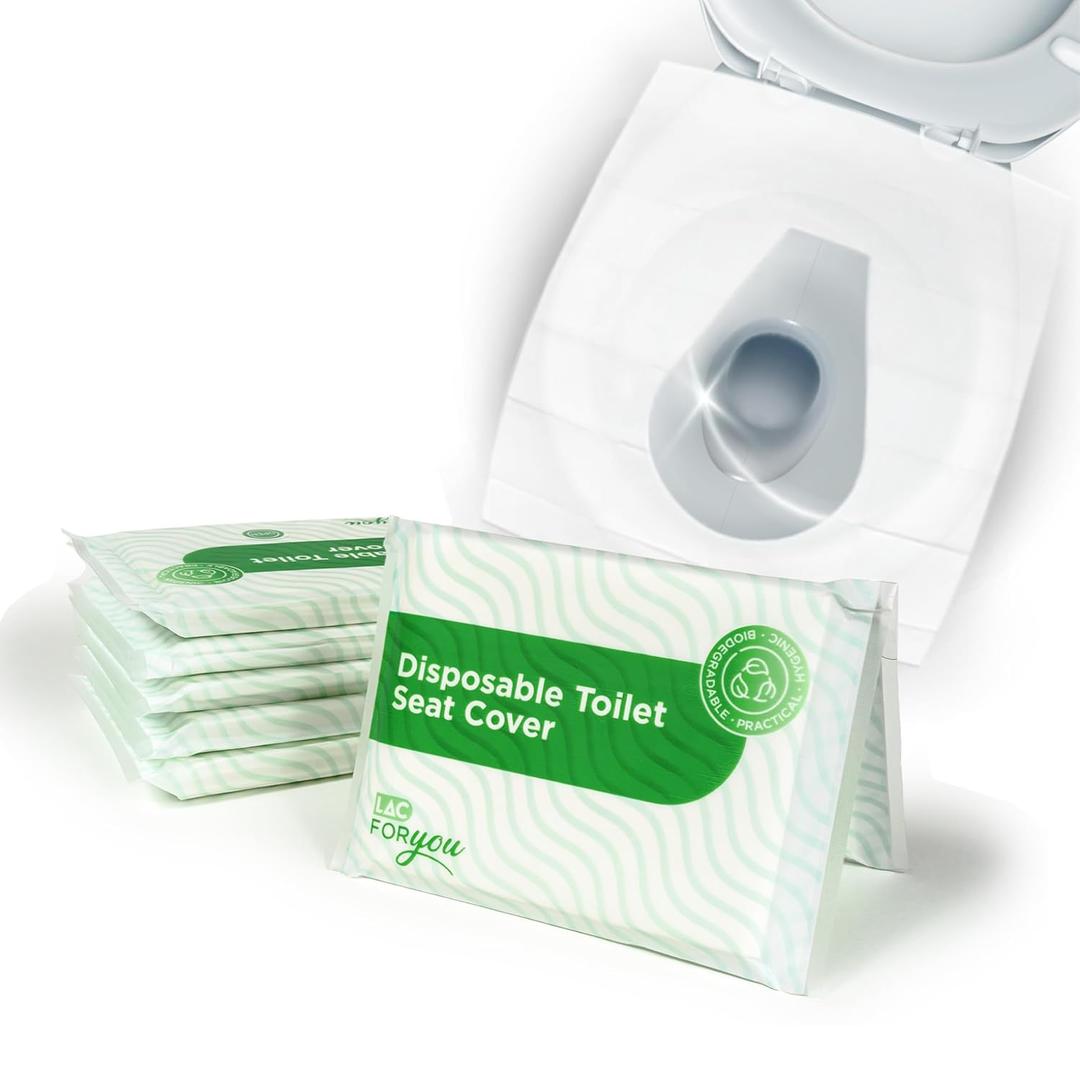 2 x LAC Toilet Seat Covers Disposable Flushable (60 Pack), Portable Paper Toilet Seat Cover for Adult and Kids Potty Training, Travel Accessories for Public Restrooms Airplane Camping