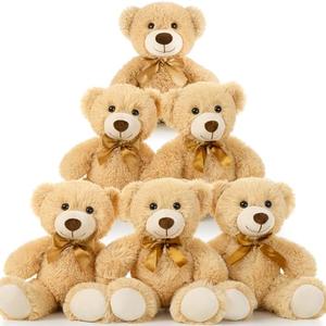 MorisMos 6 Packs Teddy Bears Bulk Stuffed Animals, 14in Small Teddy Bear Plush, Cute Stuffed Bears for Centerpiece Baby Shower Valentines Wedding Birthday, Light Brown