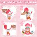 Ice Cream Toys Set, Pretend Play Shop Store, Ice Cream Counter with Light, Ice Cream Maker Playset, Cashier Toy with Sound, Kitchen Accessories Fake Food&Card, Gift for Toddlers Girls Boys 3+