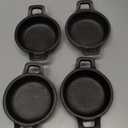 4 Pcs Small Cast Iron Skillets Set - Mini 4 x 1.2 Inches Skillet Ramekins With Handle - Black Serving Dishes Round Pan Oven Safe Cookware for Kitchen Picnic