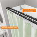 Double Shower Curtain Rod 27-62 Inches Wall Mounted Double Shower Curtain Rod Adjustable Curtain Rod for Bathroom Laundry Room Room Divider Kitchen, Black