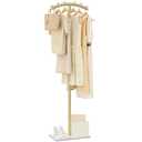 ENUMAIL Arcuate Garment Rack, T-shaped Coat Tree Freestanding, Metal Coat Racks, Natural Stable Rock Base, Suitable For Entrances, Corridors, Halls, 68.9in, Gold